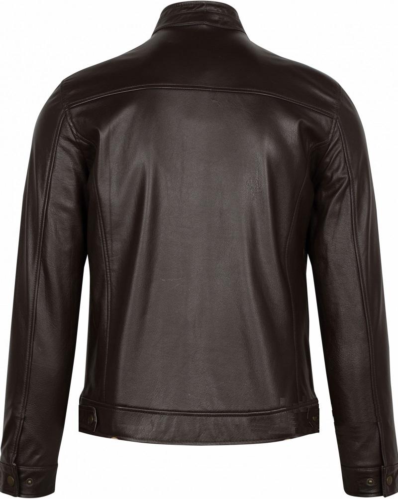 ÁO KHOÁC DA NAM - DA BÒ XỊN MÀU NÂU DÁNG BODY (107)